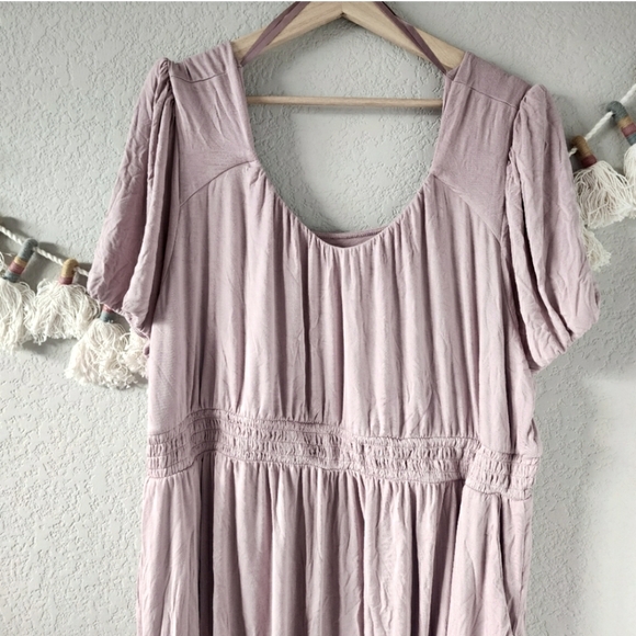 Torrid Super Soft Knit Blush Pink Pocke Jersey Empire Waist Puff Sleeve Dress 2X - Picture 3 of 9